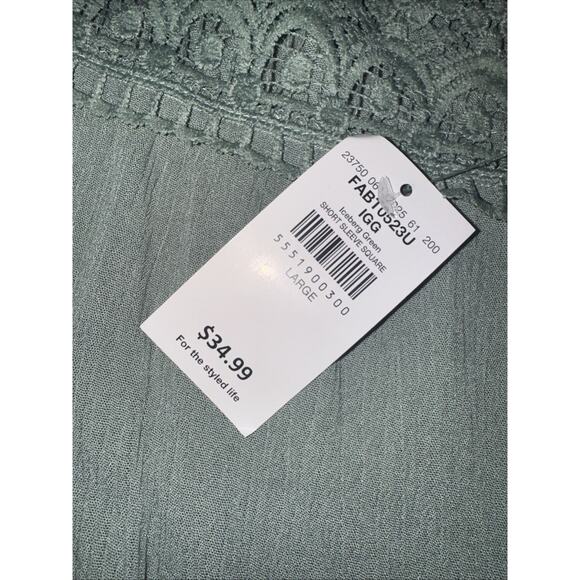 NWT DAYTRIP BUCKLE GREEN FLOWY BLOUSE LARGE ((x21) - Picture 4 of 4